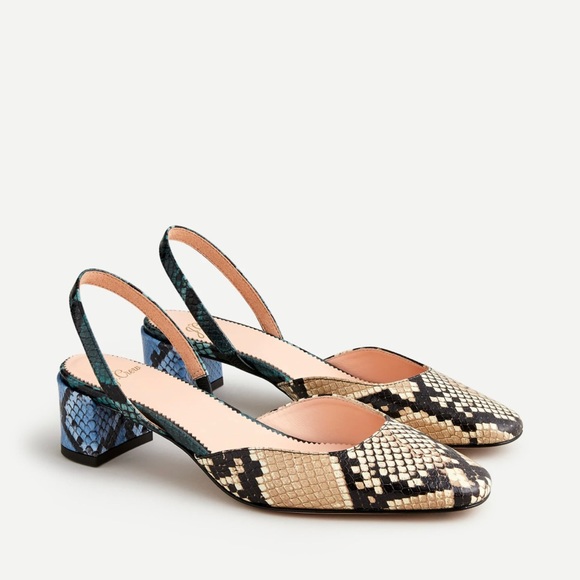J. Crew Shoes - J. Crew Kate slingback pumps in snake-embossed leather. Size 6.5